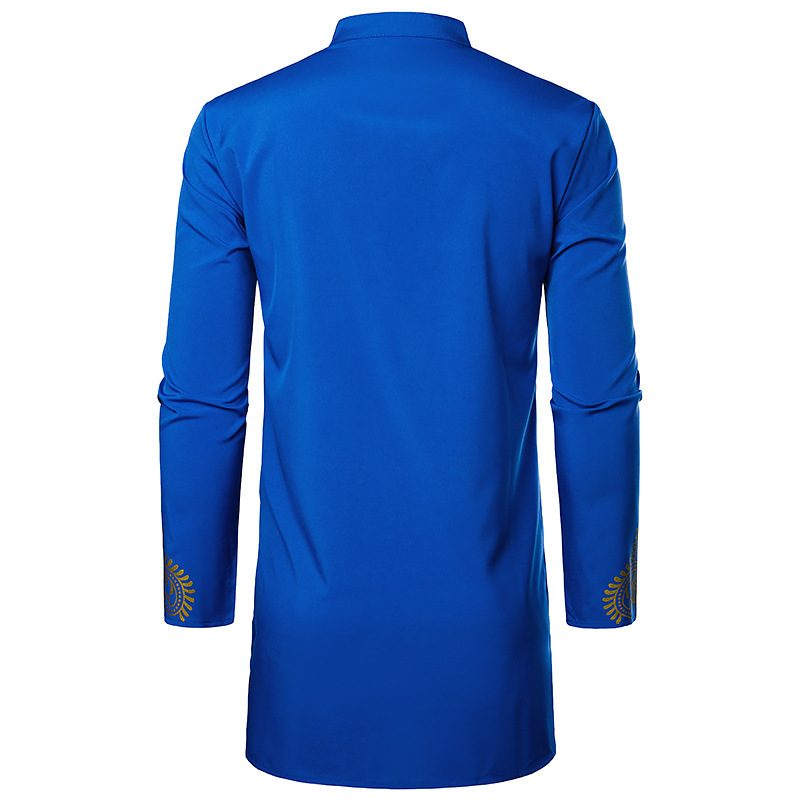 Herre Casual Fashion Bronzed Pullover skjorte Tuten Lang skjorte Muslin Lige skjorte_voghion.com