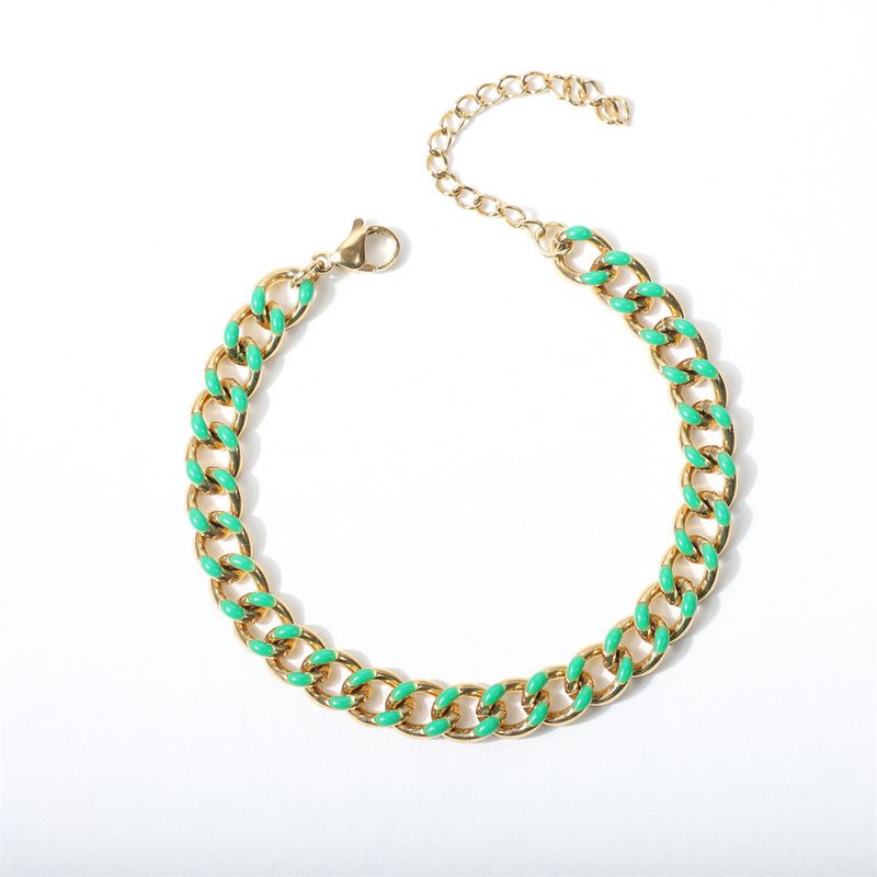 Bracciale Jinyiyuan placcato oro cubano hip hop in acciaio inossidabile smaltato color olio a goccia, catena in titanio lucidato_voghion.com