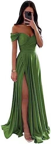 Naiste rõivad Pruutneitsi kleit Pikk kleit Salendav õlapaelteta parimate poiste pidulik kleit Lihtne seksikas pilu_voghion.com