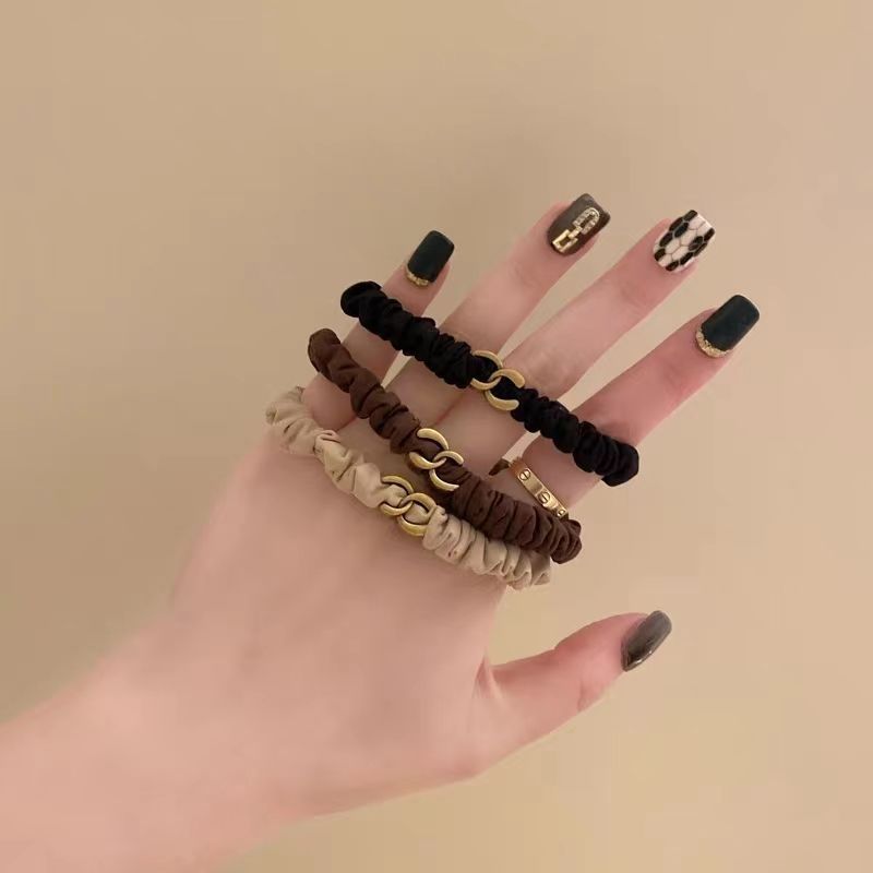 Kleines Nischen-High-End-Basis-Stirnband, vielseitiges schwarzes Gummiband, Dünndarmschlaufe, hohe Elastizität, keine Schädigung der Haarschnur-Kopfbedeckung_voghion.com