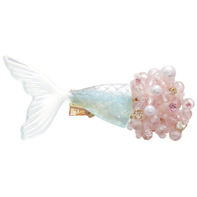 Silbernadel Harz Perle Blume Cluster Fischschwanz Ohrringe Clip Set Mode Exquisite Kleine Haarspangen Leichter Luxus_voghion.com