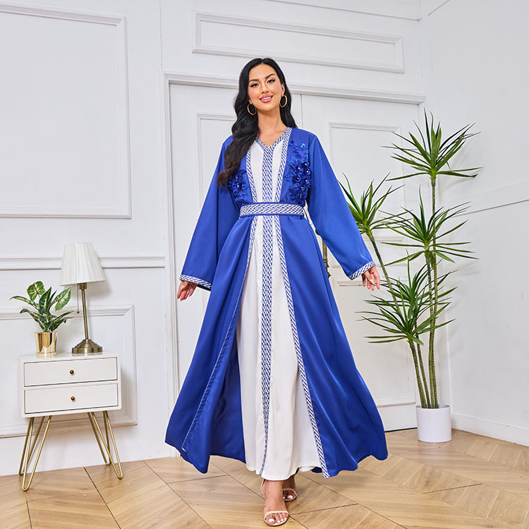 Women's Middle East Arab Muslim robe embroidered cardigan two-piece new dress robe_voghion.com