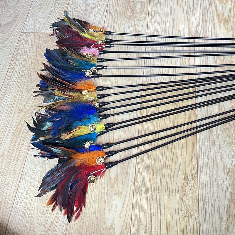Pet Cat Toy Feather Bell Teaser Wand_voghion.com