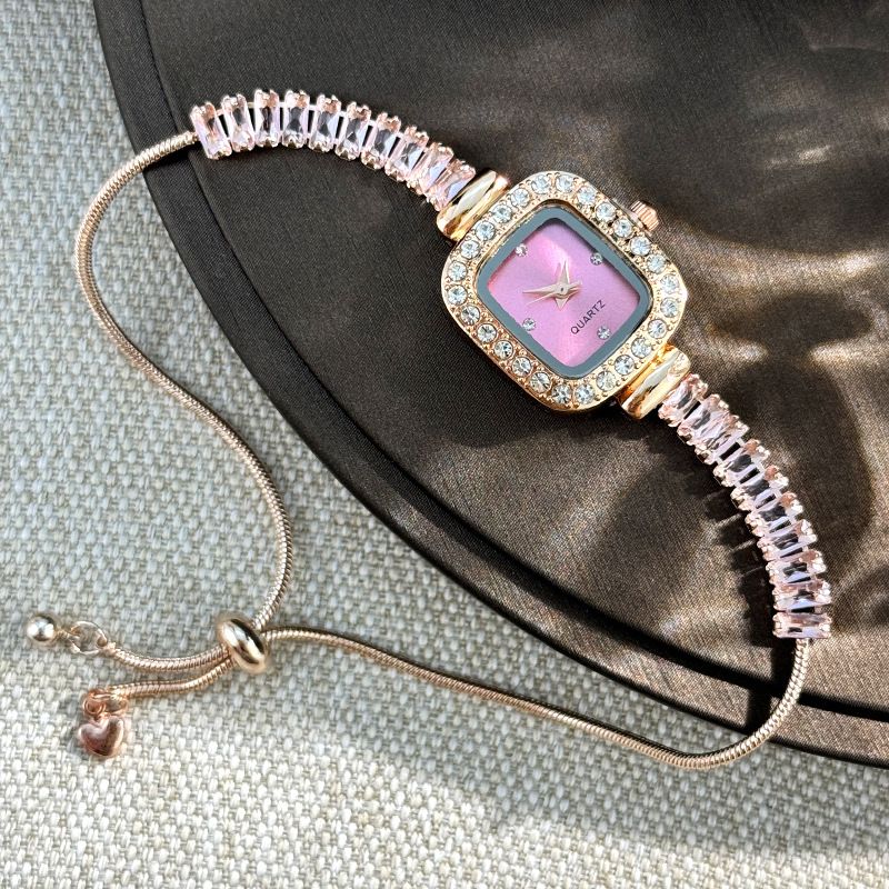 Damenarmbanduhren Zirkon Kleine Zuckerwürfel-Armbanduhr Ausziehbare Lazy Watch Außenhandel Grenzüberschreitende farbige Diamant-Damenquarzuhr_voghion.com