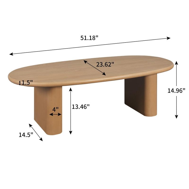 CREASION Tapered Tabletop 51'' Coffee Table Natural Wood Coffee Tables For Living Room_voghion.com