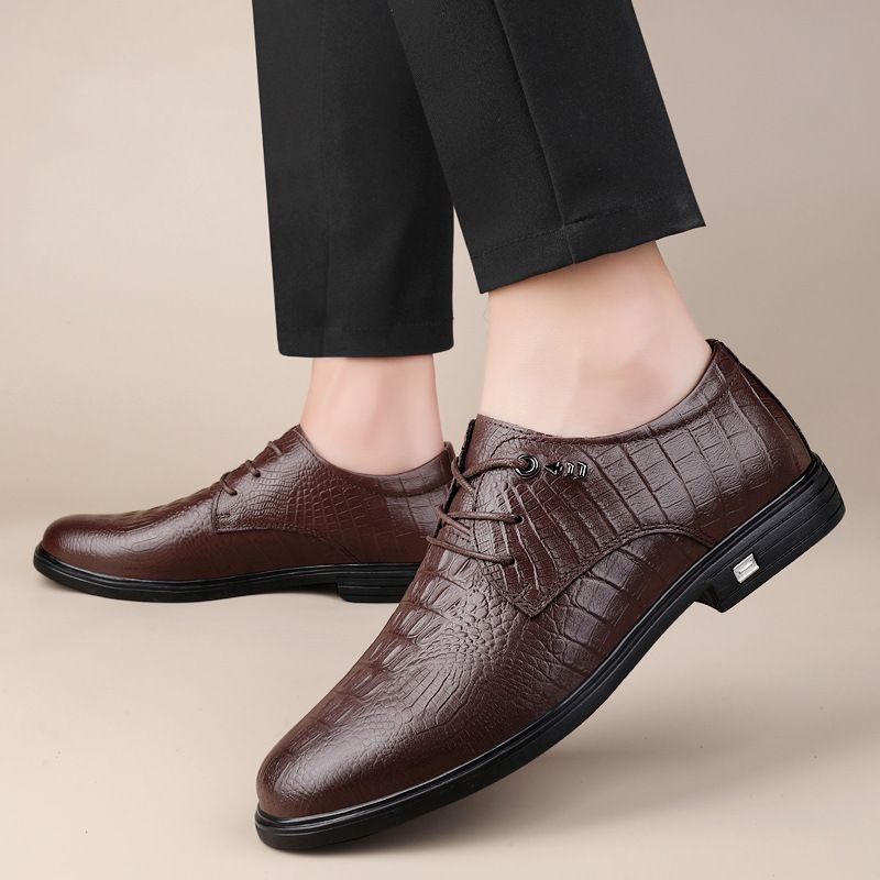 Chaussures basses pour homme, collection automne-hiver, style business formel, en cuir véritable avec doublure polaire, doublure polaire, cuir de vachette, style derby, idéales pour les mariages et le bureau._voghion.com