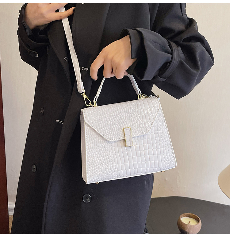 Damentasche Retro-Mode-Atmosphäre kleine quadratische Tasche Tragetasche Damentasche Krokodilstruktur elegante Umhängetasche_voghion.com