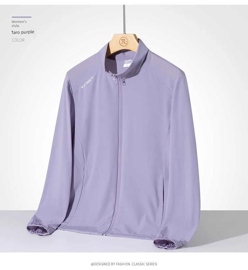 Stehkragen Damen Sommer Mittleren Alters Sportswear Stretch Sonnenschutz Kleidung_voghion.com
