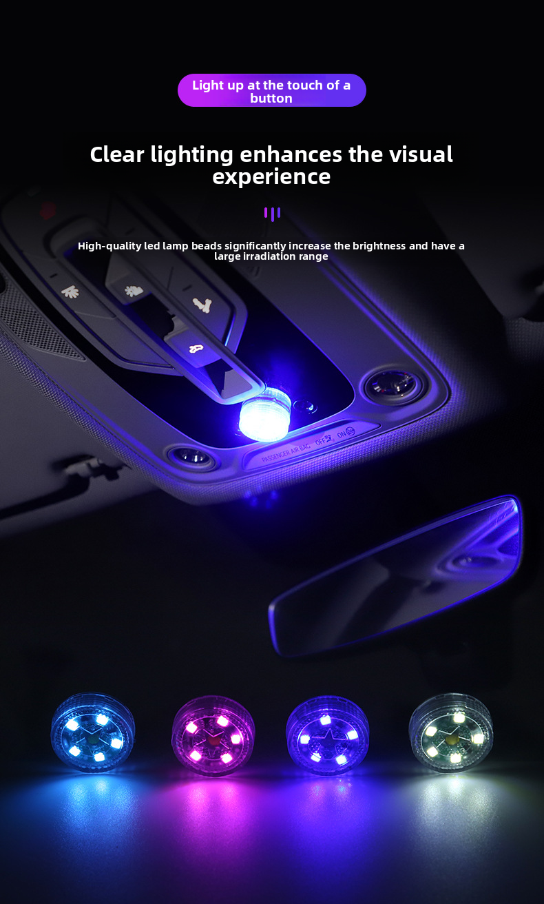 Décoration de toit de voiture, éclairage d'ambiance à LED avec capteur sans fil pour porte_voghion.com