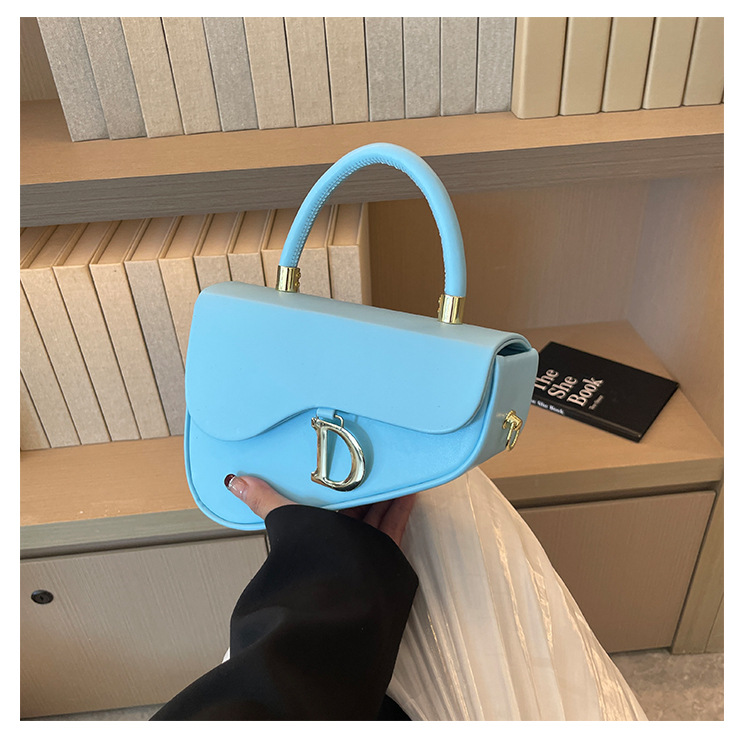 Bags2023 new solid color box bag hard handle handbag personality design versatile shoulder bag fashion Messenger bag_voghion.com