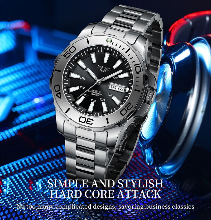 NIBOSI Orologio da polso meccanico automatico da uomo, impermeabile, con data e settimana, orologio da polso sportivo da uomo, Relogio Masculino_voghion.com