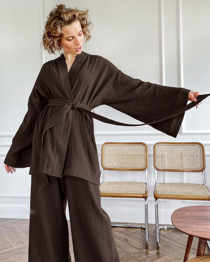 Damesbroekpak in effen kleur_voghion.com