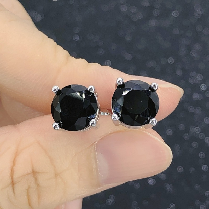 Klasszikus kör alakú 3 mm-es 4 mm-es 5 mm-es 6 mm-es 7 mm-es 8 mm-es egyetlen cirkónium férfi fülbevaló Minimalista négykarmos hatkarmos fekete köves hip-hop fülbevaló_voghion.com