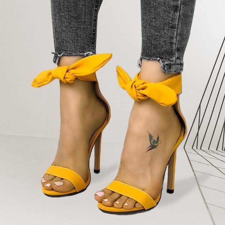 2025 Large Bow Thin Heel Sandals Bag Heels Fashion Women's Shoes High Wheels_voghion.com