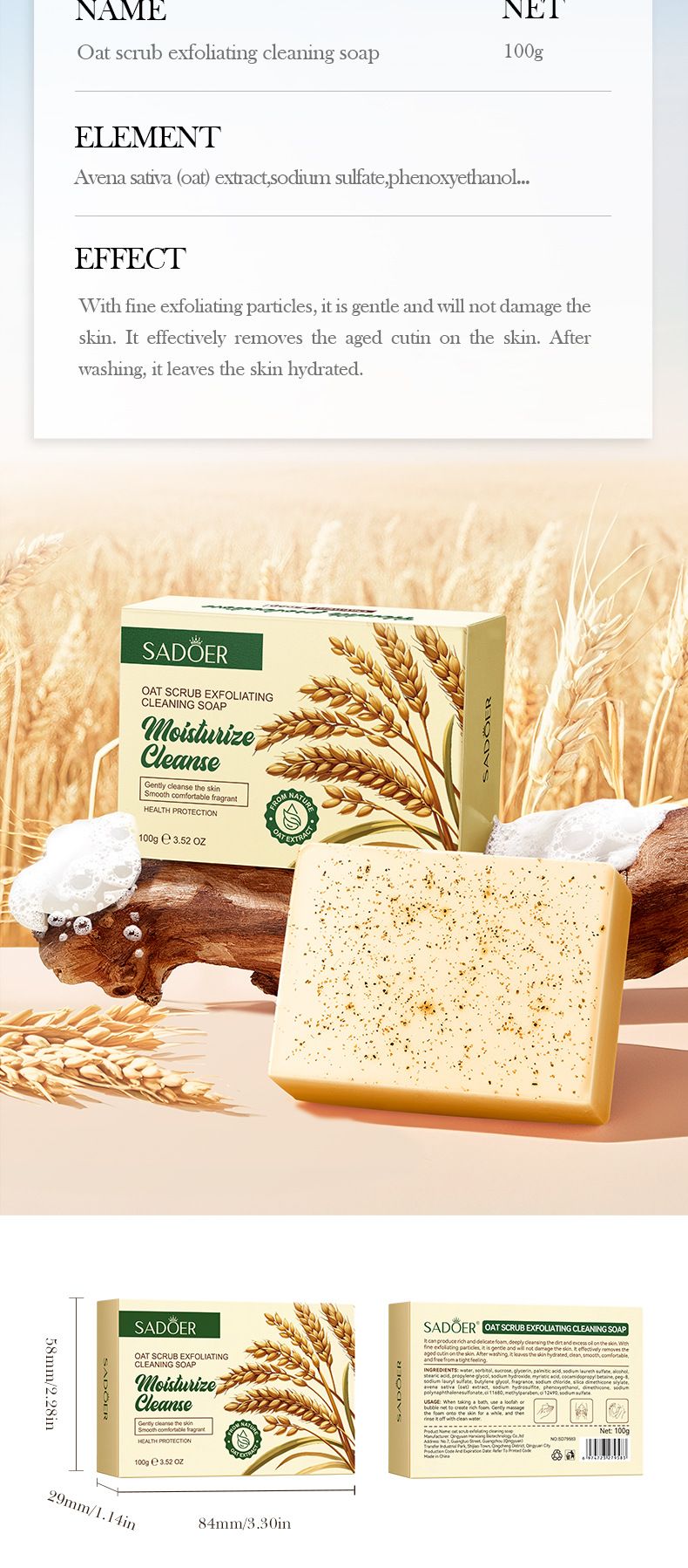 Oatmeal Scrub 100g Exfoliating Cleansing Body Cleaning Handmade Soap_voghion.com