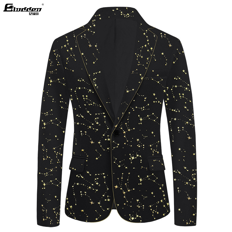 CT Velvet Gold Foil Trim Suit For Singers, Hosts, Choir MCs, Stage Performance Tuxedos_voghion.com