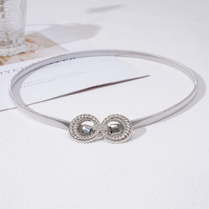 Catena elastica a molla con fibbia a doppio anello in metallo da donna per abiti e cappotti, decorazione semplice ed elegante per la vita_voghion.com