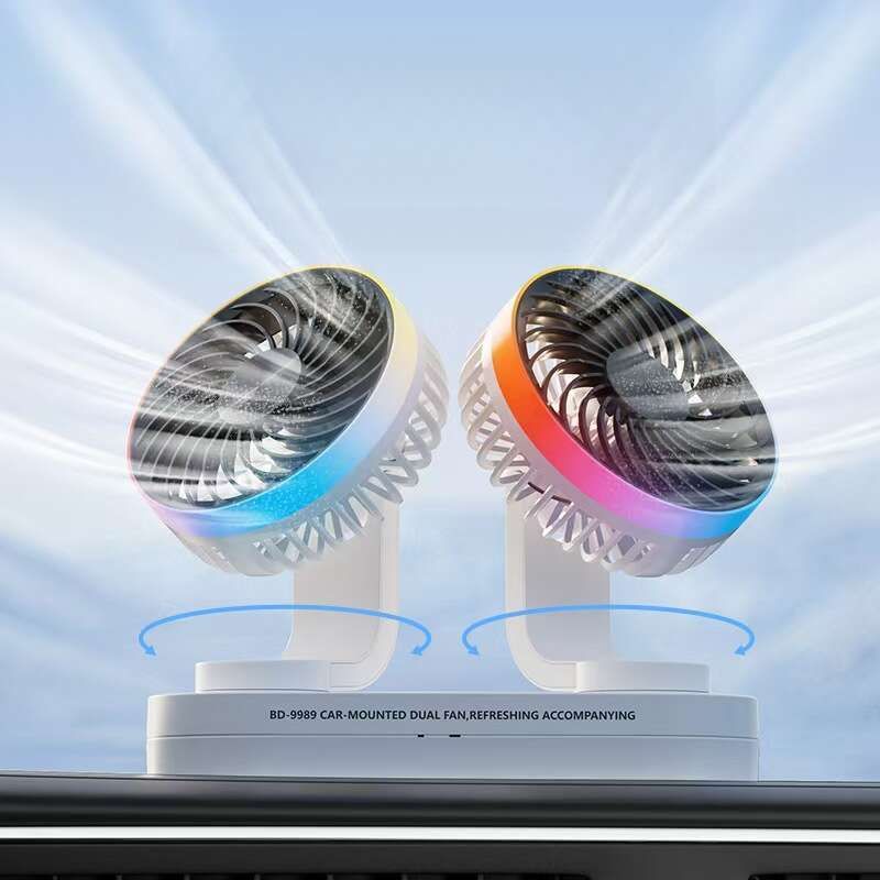 Ventilateur double tête à rotation automatique de type C pour voiture, plaque d'immatriculation de stationnement_voghion.com