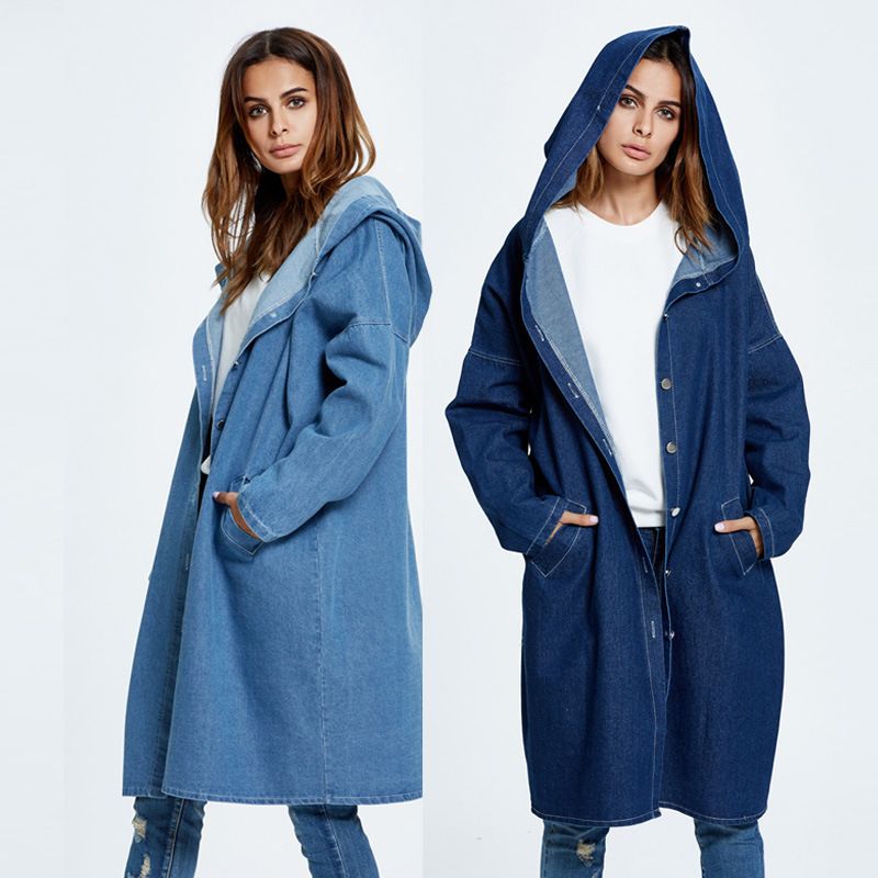 8041# Autumn And Winter New Jacket Hooded Denim Trench Coat_voghion.com