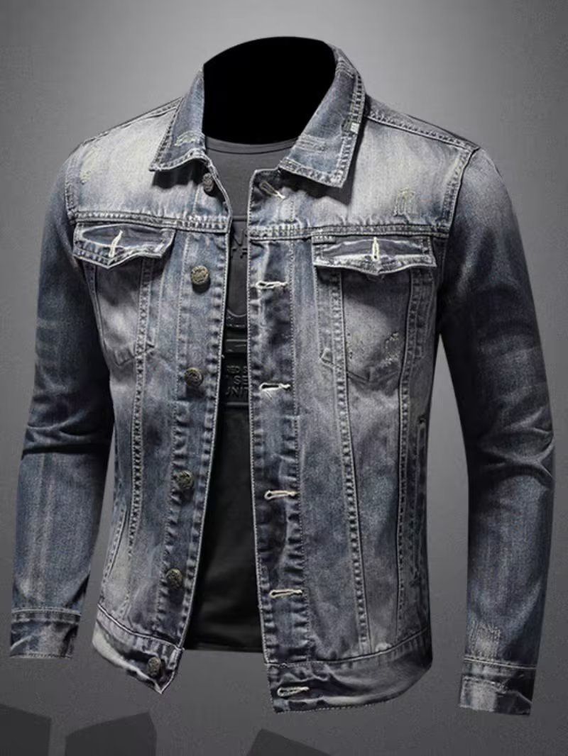 ActiveGo ActiveGo Giacca in denim retrò europea e americana 2023 taglie forti da uomo vestibilità slim casual personalità primavera autunno_voghion.com