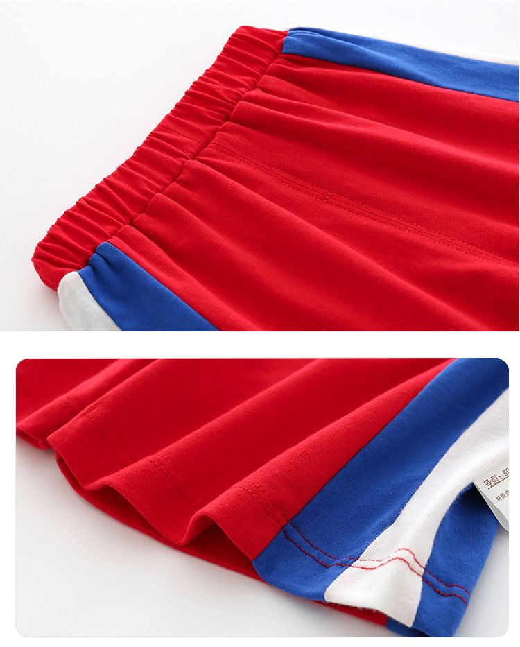 Mother & Kids Boys Summer 24 Sleeveless V-neck Basketball Suit T-shirt Set Children's Summer Thin Cotton Short Sleeve Shorts Set_voghion.com