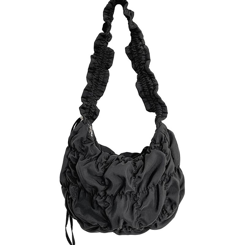 Faltbare Puff Clouds Einfarbige Mode Schulter Freizeit Große Kapazität Nylon Knödel Tasche_voghion.com
