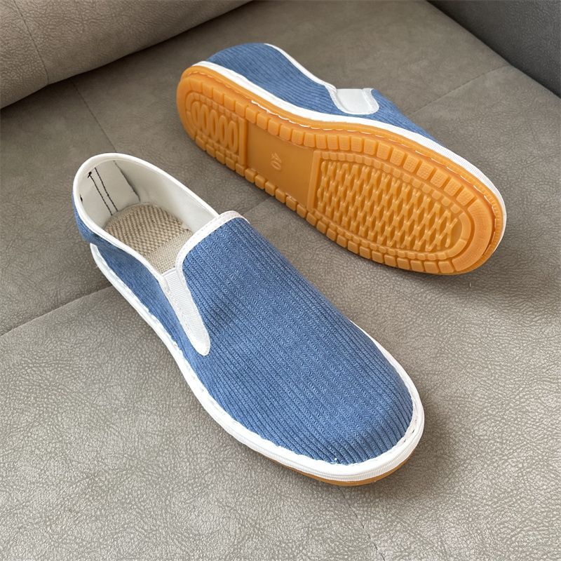National Trendy Style Pure Color Elastic Mouth Corduroy Sweat-Absorbent Small Fabric Shoes_voghion.com
