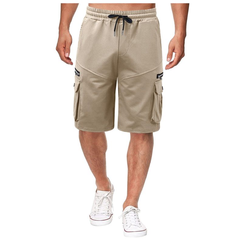 Europäesch an amerikanesch Männer Summer Overalls Hosen Kotteng locker Plus Size Fënneft Hosen Männer Multi-Täsch Casual Hosen_voghion.com