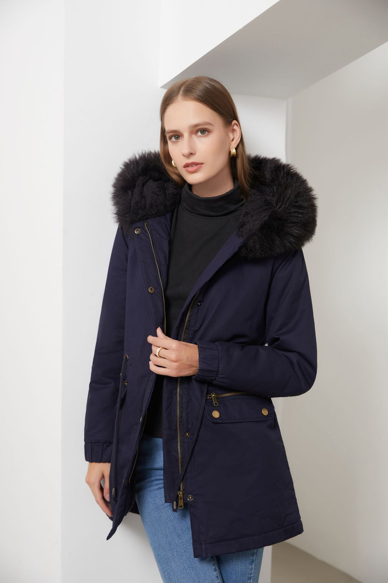 Abbigliamento da donna per superare la giacca imbottita in pile con collo in pelliccia, cappotto caldo con cappuccio, giacca imbottita ampia_voghion.com