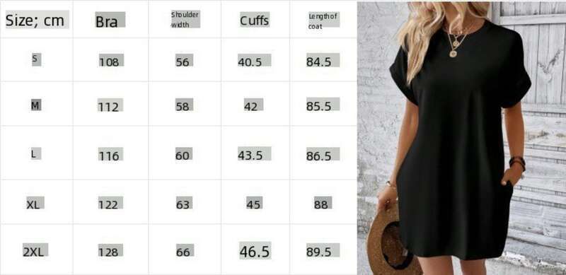 Abito casual con scollo rotondo e maniche a pipistrello, tinta unita, 2024, nuovo_voghion.com