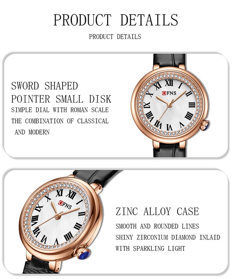 Women's Elegant Quartz Watch With Roman Numerals And Diamond Accents, Waterproof Stainless Steel Band, Minimalist Round Dial For Casual Wear_voghion.com