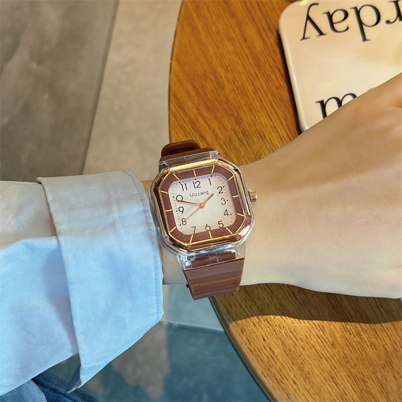 2025 New Women's Square Ins Style Niche Junior High School Student Versatile Exam Simple Quartz Watch_voghion.com