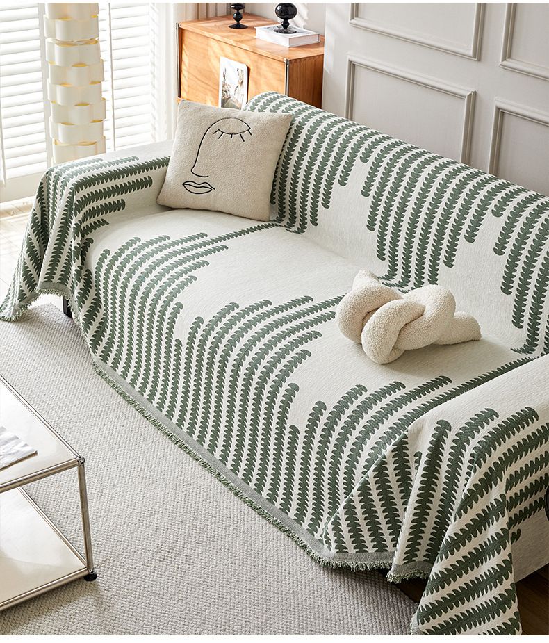 Housse de canapé en chenille de qualité supérieure - Design moderne et antidérapant pour canapés sectionnels, motifs à rayures et à fleurs, dimensions : 180-220 cm x 130-460 cm_voghion.com