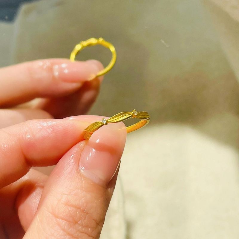 Gioielli in oro sabbia, anello d'amore con piume, design di nicchia femminile leggero e di alta qualità, gioielli in oro simulato resistenti allo sbiadimento_voghion.com