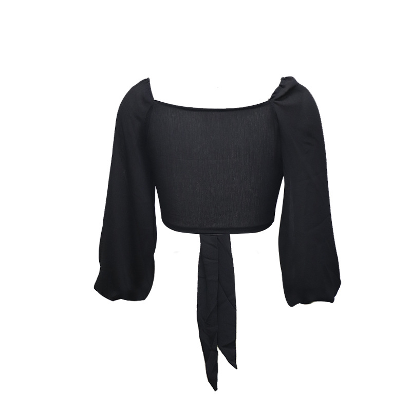 women's sexy short solid color long-sleeved tube top cardigan top_voghion.com