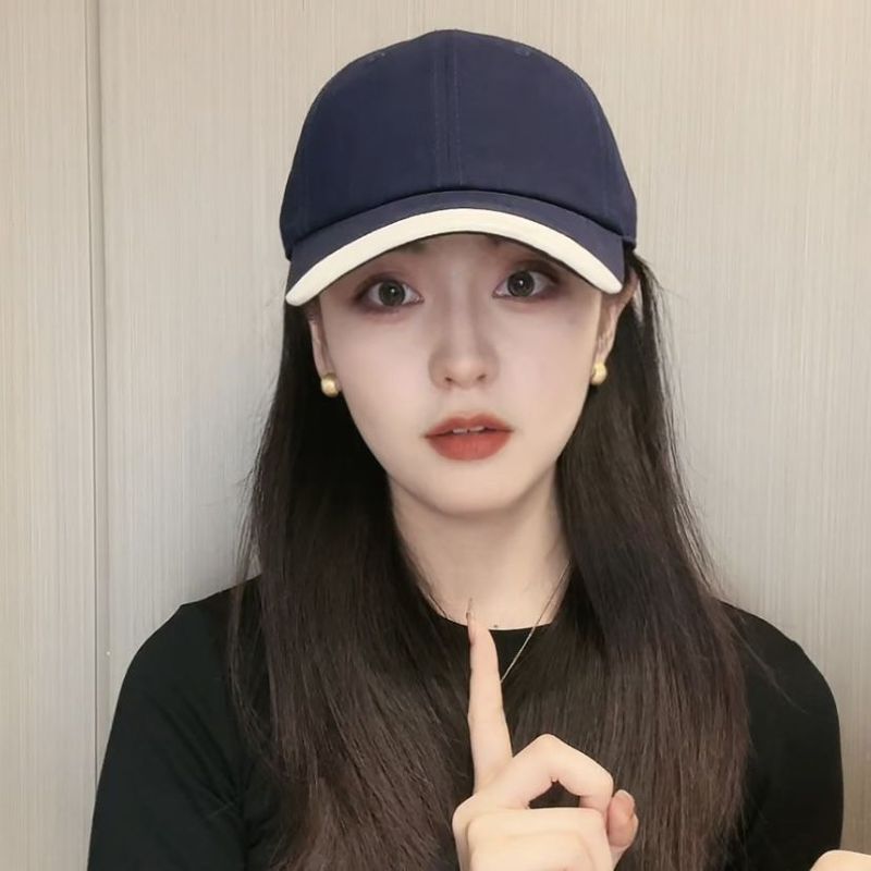 Head Big Face Duckbill For Women 2023 New Color-Block Wide Brim Soft Top Stylish Unisex Student Baseball Cap Trendy_voghion.com