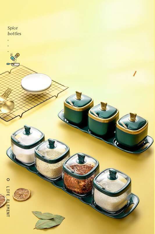 【Venta caliente de 30 días 1415 piezas】 Juego combinado de caja de sal MSG, frasco, botella de condimento, suministros de cocina para el hogar_voghion.com