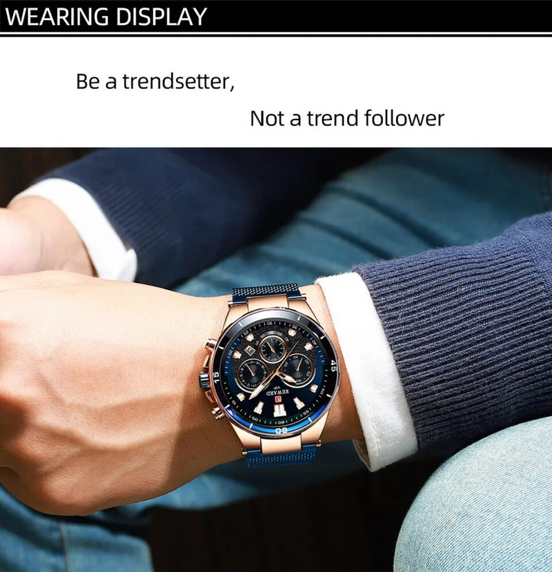 Men Wristwatch Luxury Waterproof Stainless Steel Watches Fashion Calendar Chronograph Wrist Watches Gift for Him_voghion.com