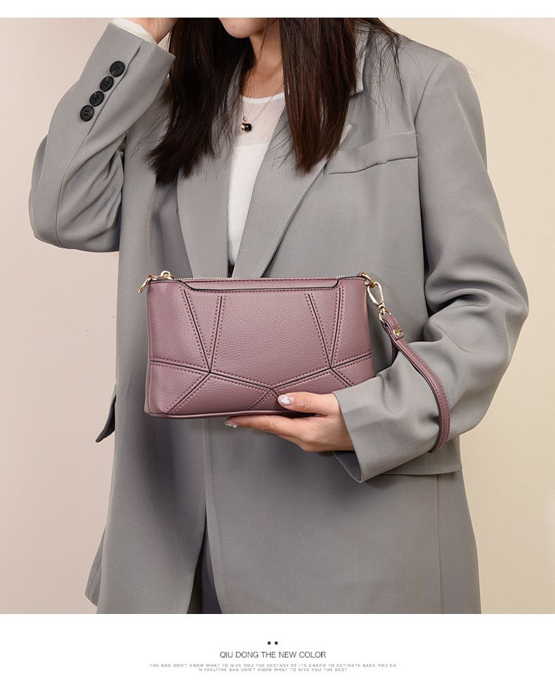 Single shoulder small square 2024 texture soft leather versatile casual middle-aged mom simple crossbody bag_voghion.com