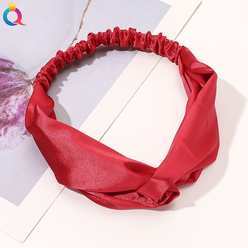 Satin Hairband - Crisscross Headband For Women, Elegant Boho Hair Accessory (Solid Color, Adjustable, 2.5cm Width)_voghion.com
