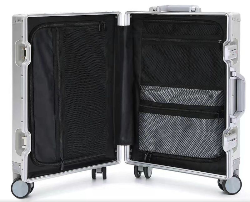 Gepäck 20 Zoll Koffer aus Aluminium-Magnesium-Legierung Universal Wheel Boarding 24 Trolley Case Schwarze Reisetasche_voghion.com