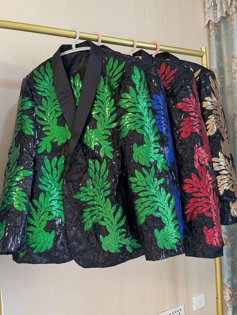 Männer Kleeder Männer Héich Qualitéit Gold Sequin Applique Kostüm Casual Blazer Sänger Leeschtung Kostüm_voghion.com