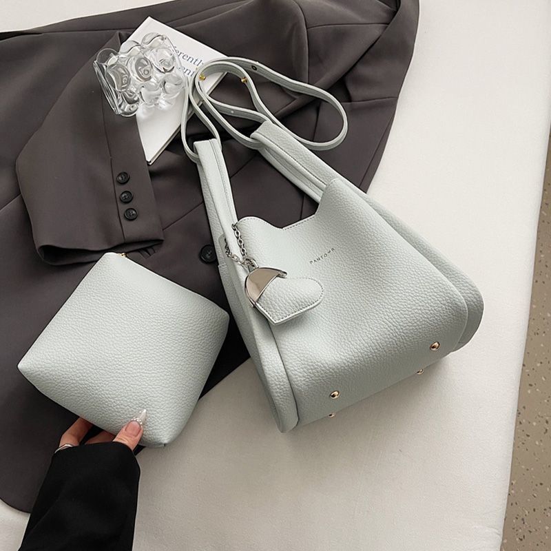 Echtes Leder Damenhandtasche 2025 Neuer Stil Grau Mode Eimer Tasche Multifunktionale Einkaufstasche_voghion.com