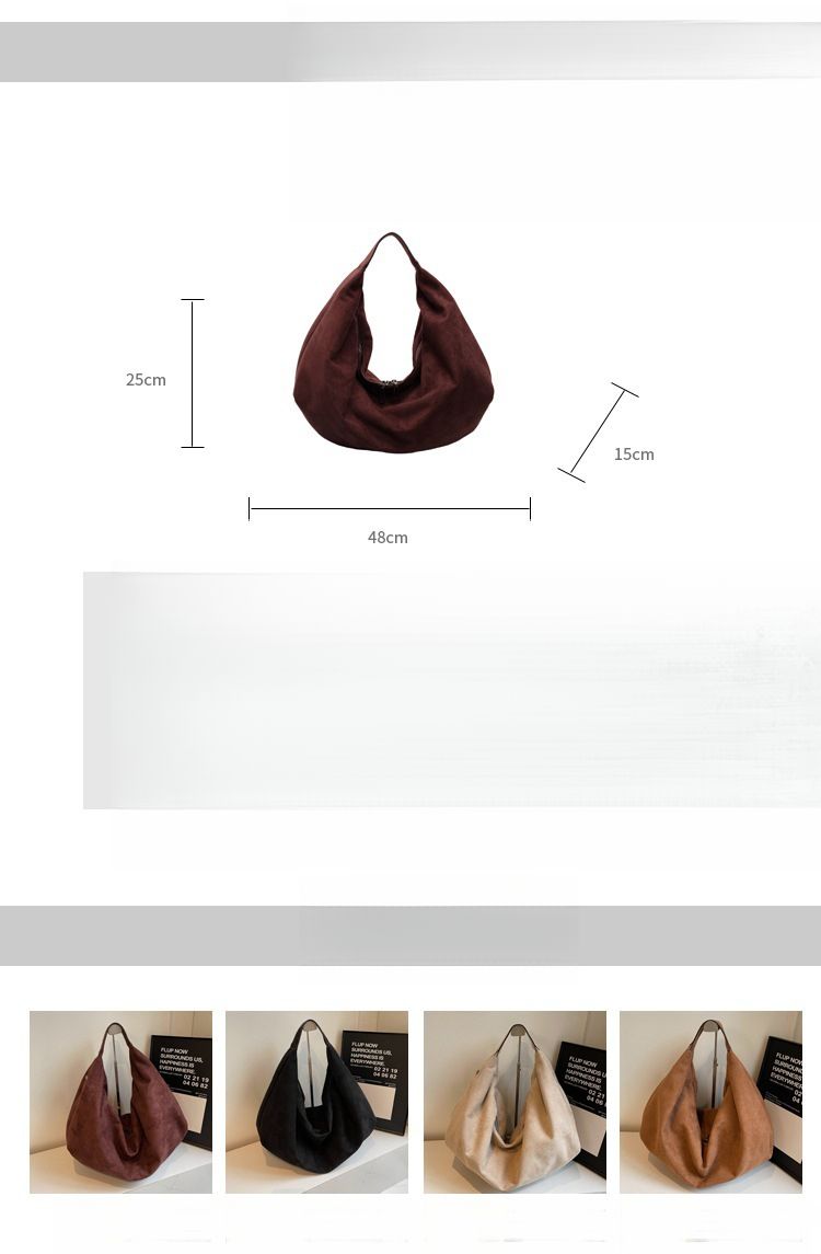 Commuter Women's Bag Large Capacity Suede Tote Bag Versatile Shoulder Bag_voghion.com