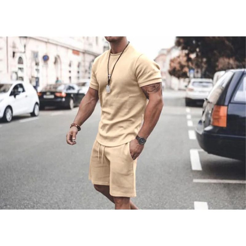 New men's casual sports oversized set, summer street short sleeved shorts,_voghion.com