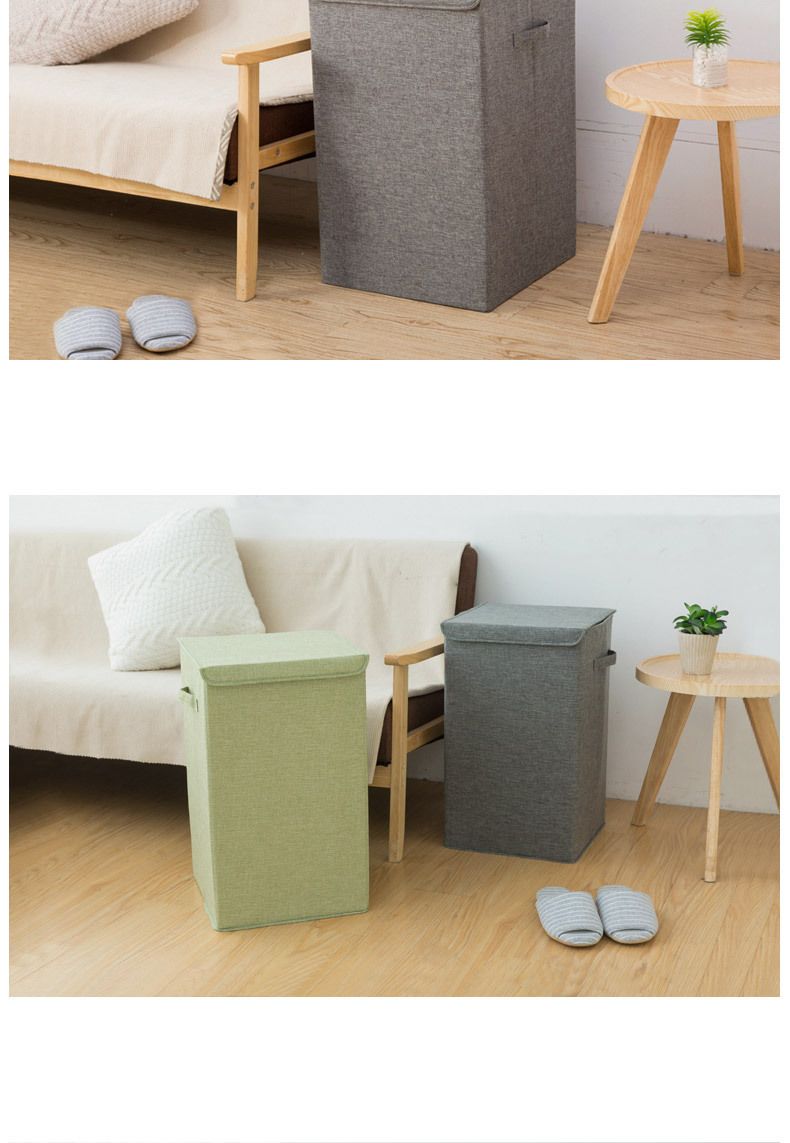 Storage Holders Cotton And Linen Dirty Clothes Storage Bucket Washable Covered Multifunctional Clothing Large Cotton And Linen Storage Box_voghion.com