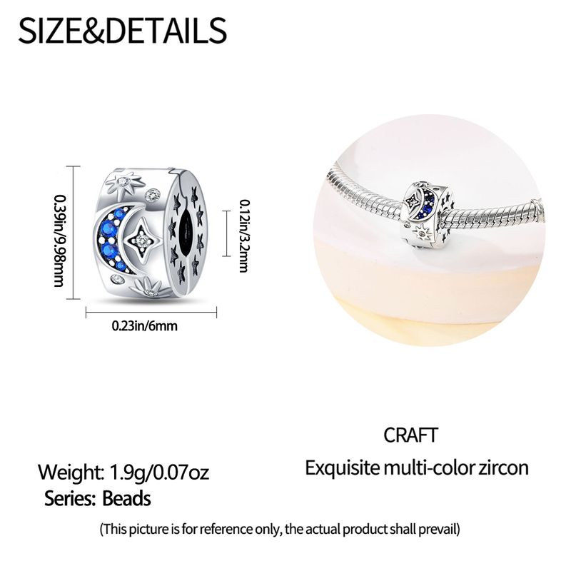 Gioielli da donna in argento 925 placcato in rame, di alta qualità, con ciondolo a forma di stella e luna, adatti per la creazione di bracciali e collane fai da te._voghion.com