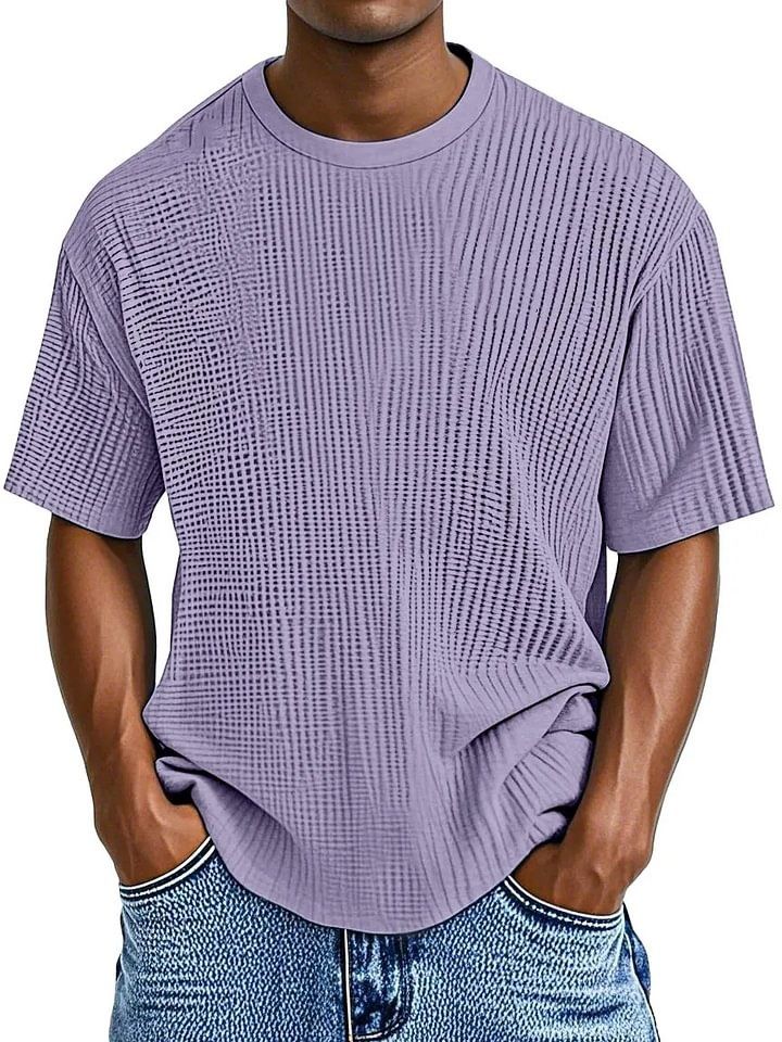 Men's Moisture-Wicking Crewneck T-Shirt - Breathable Polyester Blend Casual Tee For Everyday Wear_voghion.com
