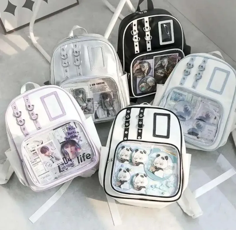 Zaino mini carino Y2K da donna, borsa kawaii Ita, zaino trasparente per ragazze dolci, zaino fai da te con display, stile Lolita Preppy_voghion.com