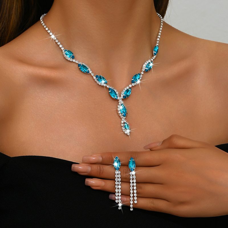 Gioielli personalizzati con collana a forma di occhio di cavallo, orecchini a goccia, nappe e set da sposa_voghion.com